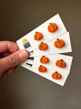Load image into Gallery viewer, La Petite Rose LLC - Fall Pumpkin Harvest Studs, Orange Clay Earrings

