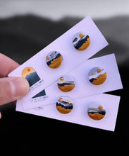 Load image into Gallery viewer, La Petite Rose LLC - Sun Moon Landscape Clay Studs, Mountain Scene Earrings
