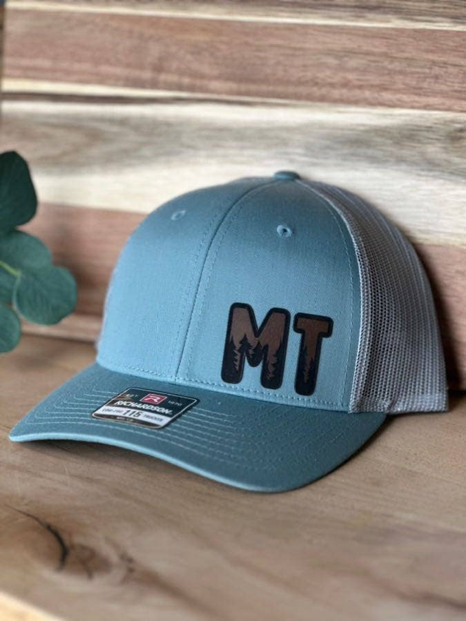 MT Tree Outline words Leather Patch Hat
