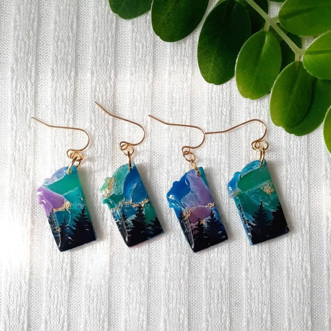 Northern Lights Montana State Earrings - By: Claisy Daisy
