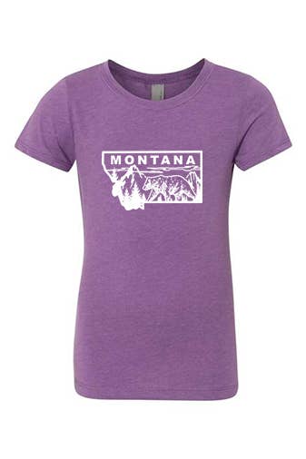 Girls Purple with White Montana Grizzly Bear Shirt