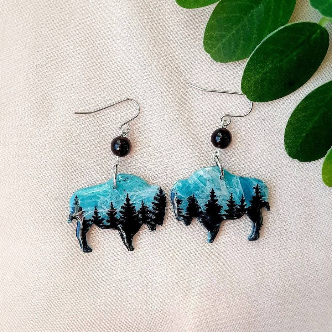 Blue Bison Earrings - By: Claisy Daisy
