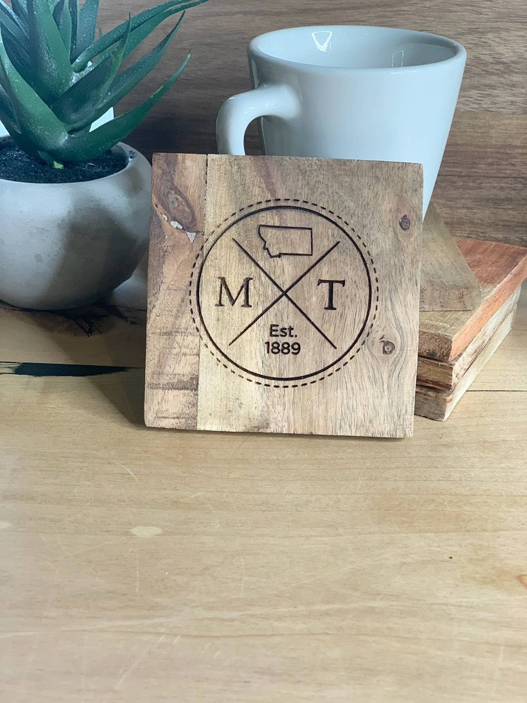 Montana Rustic Wood Coasters - By: MT Engraved