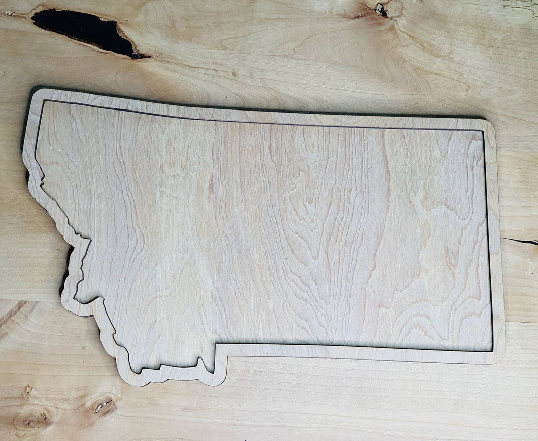 Montana State Outline Charcuterie Board - By: MT Engraved